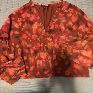 Steve Madden Floral Blouse - Red and Orange